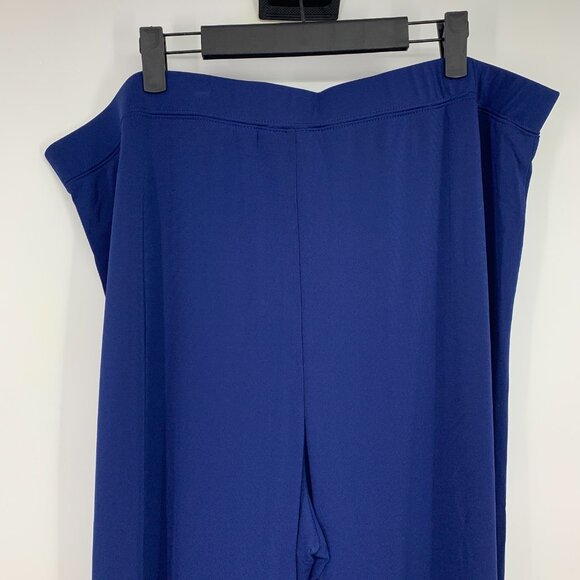 Susan Graver Pants Blue Liquid Knit Pull On Stretch Straight Leg - Picture 9 of 10